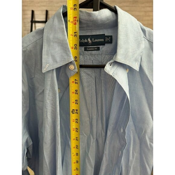 Ralph Lauren Light Blue Cotton Logo Embroidered Classic Fit Oxford Shirt Size 16 - Picture 5 of 6